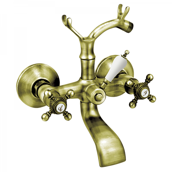 Змішувач для ванної GRB Clasica 1866 з душовою лійкою двовентильна зістарена латунь 206199