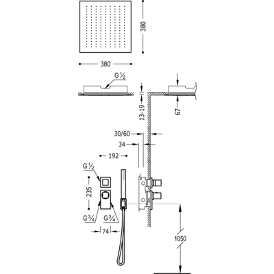 Душова система з термостатом BLOCK SYSTEM 20625204