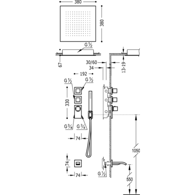 Душова система з термостатом BLOCK SYSTEM 20625302
