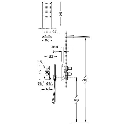Душова система з термостатом BLOCK SYSTEM 20635202BM