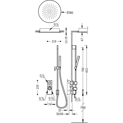 Душова система з термостатом BLOCK SYSTEM 20635203