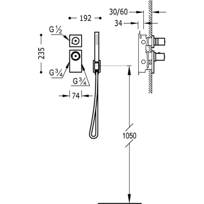 Вбудований змішувач (2 джерела) із термостатом BLOCK SYSTEM 20635291