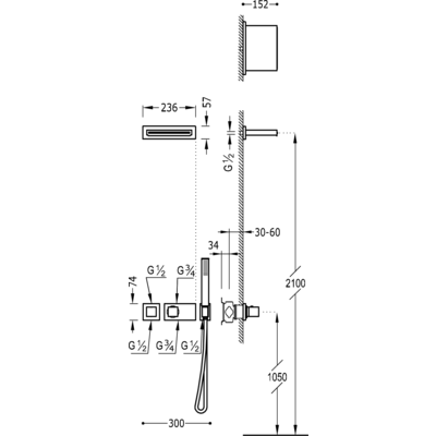 Душова система з термостатом BLOCK SYSTEM 20725203