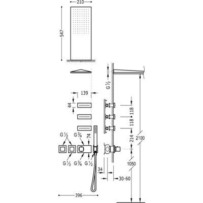 Душова система з термостатом BLOCK SYSTEM 20725301