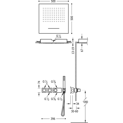 Душова система з термостатом BLOCK SYSTEM 20725303