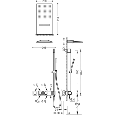 Душова система з термостатом BLOCK SYSTEM 20725309BM