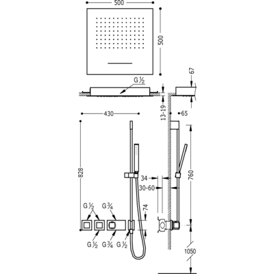 Душова система з термостатом BLOCK SYSTEM 20725311BM