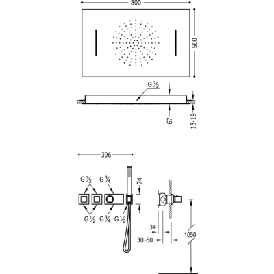Душова система з термостатом BLOCK SYSTEM 20725403