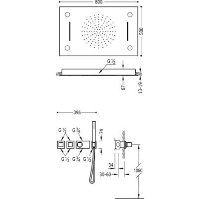 Душова система з термостатом BLOCK SYSTEM ХРОМОТЕРАПІЯ 20725404