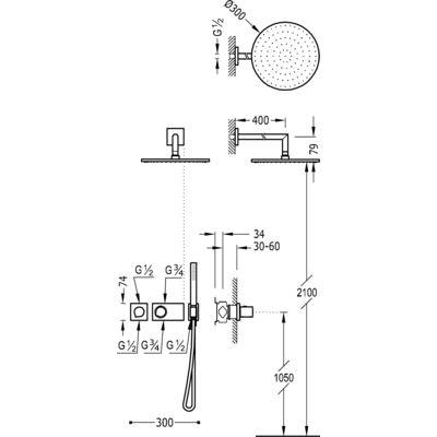 Душова система з термостатом BLOCK SYSTEM 20735201