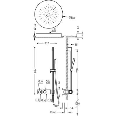 Душова система з термостатом BLOCK SYSTEM 20735212
