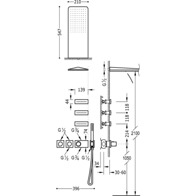 Душова система з термостатом BLOCK SYSTEM 20735301