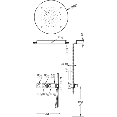 Душова система з термостатом BLOCK SYSTEM 20735310