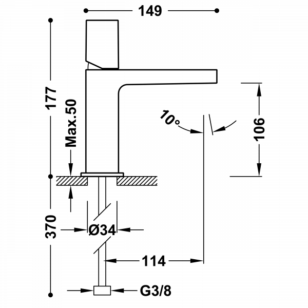 Одноважільний змішувач для умивальника Project-Tres 21110302KM