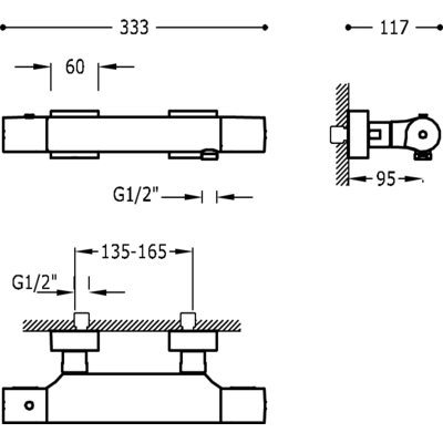 Змішувач для душу з термостатом Tres Project 21116409AC