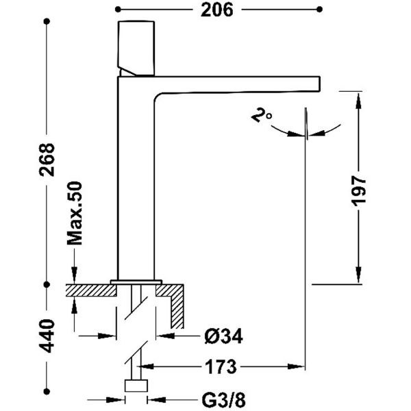 Змішувач для раковини Tres Project-tres COLORS, матове рожеве золото 21120302OPM