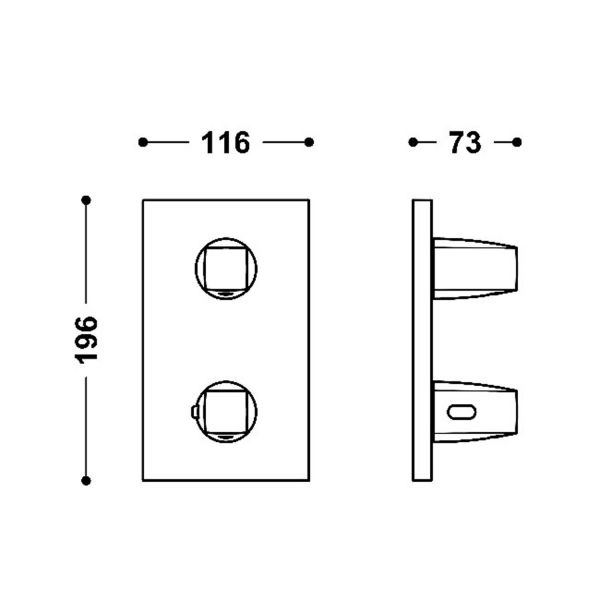 Термостатичний змішувач для ванни/душу TRES Therm-Box, нержавіюча сталь 21125001AC