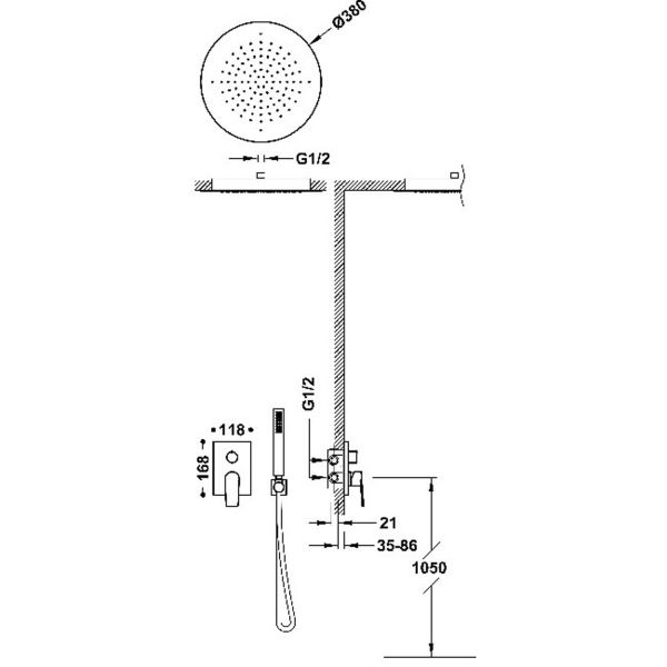 Душова система з одноважільним вбудованим змішувачем Rapid-Box Project-Tres 21128006OPM