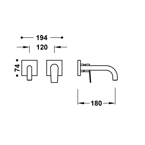 Змішувач для раковини Tres Project прихованого монтажу, вилив 180 мм, одноважільний 21130021 хром