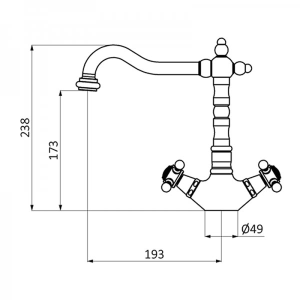 Змішувач для раковини GRB Clasica Retro двовентильний чорний 211720