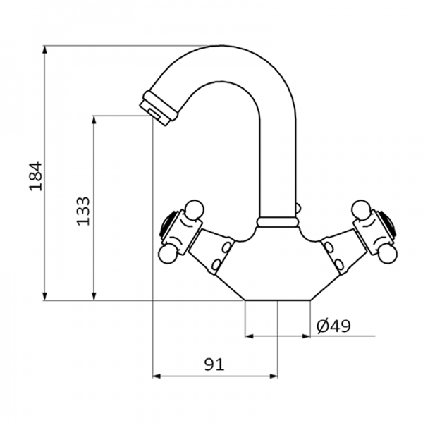 Змішувач для раковини GRB Clasica 1866 двовентильний з донним клапаном зістарена латунь 212199