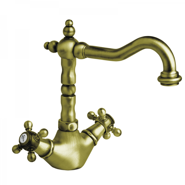 Змішувач для раковини GRB Clasica Retro з донним клапаном зістарена латунь 212799