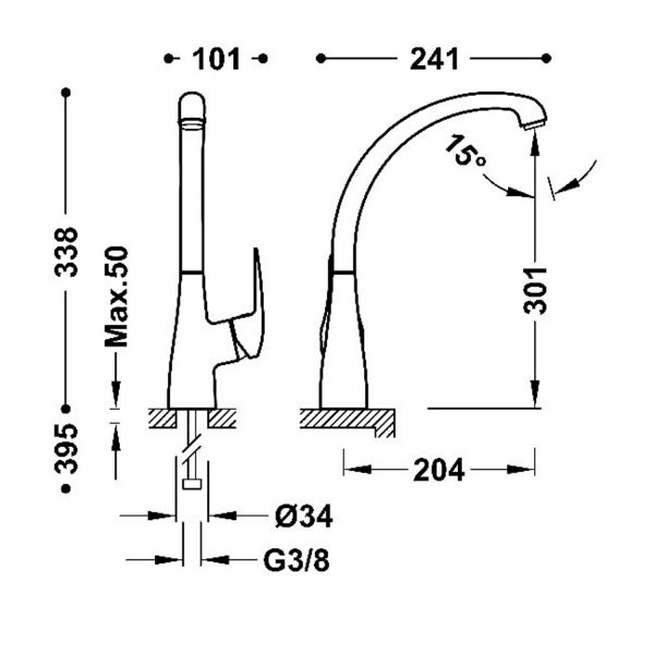 Змішувач для кухні Tres Cucina 21644710