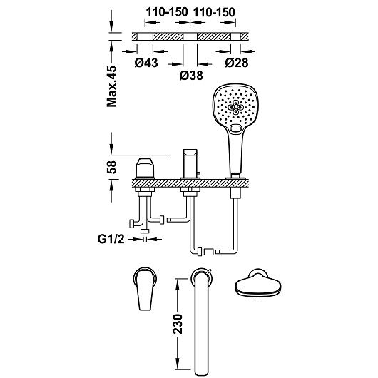 Змішувач для ванни TRES Canigo 21716101