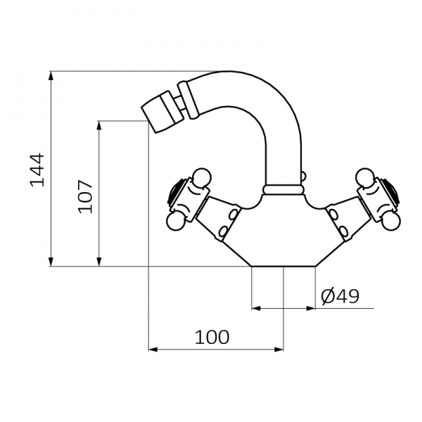 Змішувач для біде GRB Classique 1866 двовентильний з донним клапаном 217199