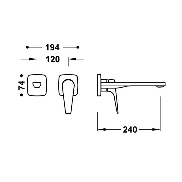 Видима частина для раковини Tres Canigó Plus одноважільний, вилив 240 мм, 21830024 хром