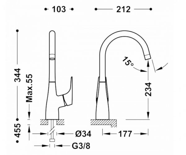 Змішувач для умивальника Tres Canigo-Tres, хром 21830801