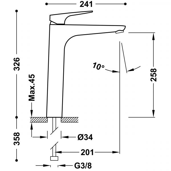 Змішувач для раковини високий Tres Canigo Plus 21880301