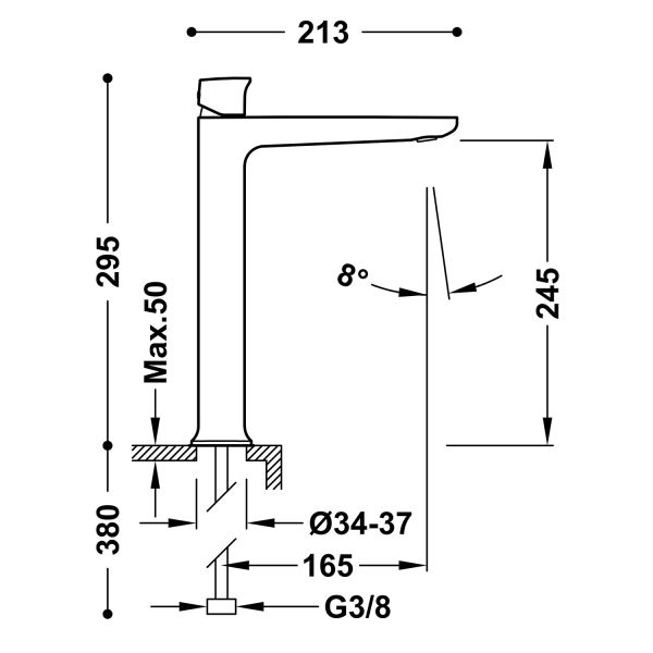Змішувач для раковини LOFT-TRES, високий - 22280402