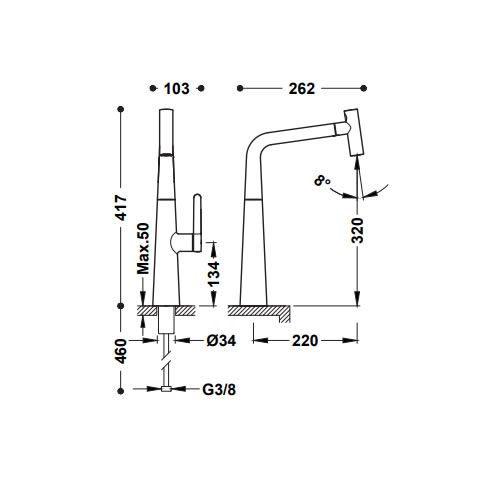 Змішувач для кухні Tres Cocina з поворотним виливом хром 23043801