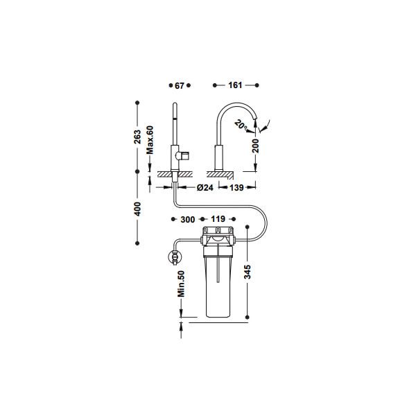 Змішувач для кухні Tres Cocina для фільтрації води рожеве золото 23050401OPM