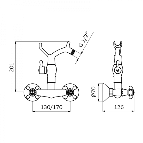Змішувач для душу GRB Clasica Eco Save двовентильний з душовою лійкою хром 241190