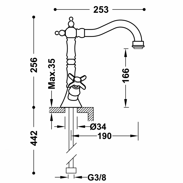 Двовентильний змішувач для умивальника Tres-Clasic 24210902LV