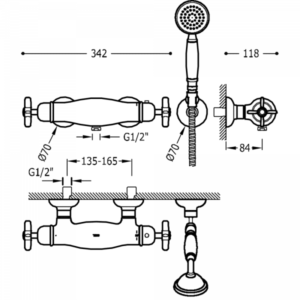 Термостат для душу Tres Tres-Сlasic з ручним душем 24216409AC