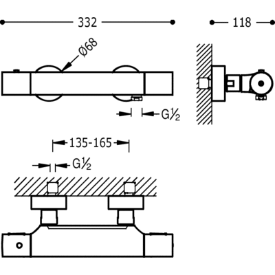 Змішувач для душу з термостатом Tres Study Exclusive 26116209BM