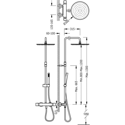Душова стійка з термостатом Tres Study Exclusive 26121001