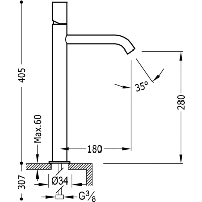 Одноважільний змішувач для раковини Tres Study Exclusive 26130801