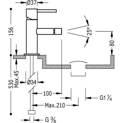 Змішувач для біде з донним клапаном Tres Study Exclusive 26212001D