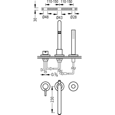 Змішувач на борт ванни Tres Study Exclusive 26215001AC