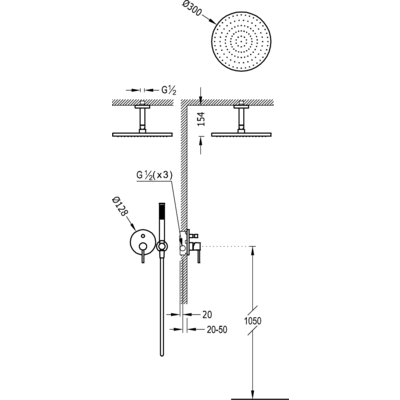Душова система із вбудованим змішувачем Tres Study Exclusive 26218080