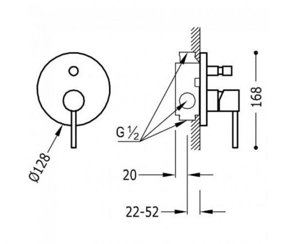 Змішувач для душу Tres Study TRES, 2 споживача с/год, сталь 26218090AC