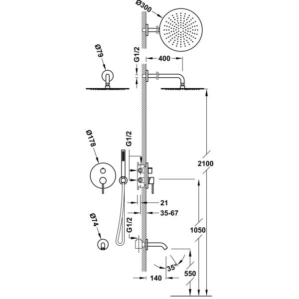 Прихована душова система Tres STUDY EXCLUSIVE 26227302AC