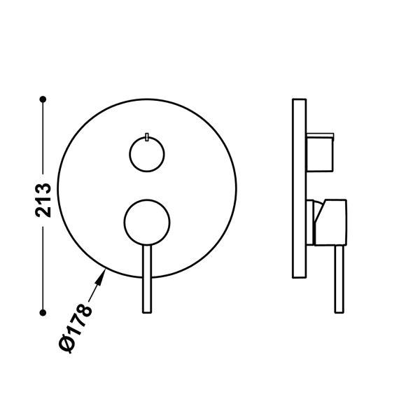 Видима частина змішувача для душу прихованого монтажу Tres STUDY EXCLUSIVE 16227310op