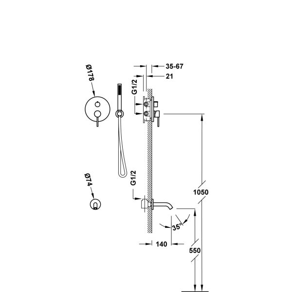 Душовий комплект для ванни Tres Study Exclusive з Rapid-Box 26228006OM