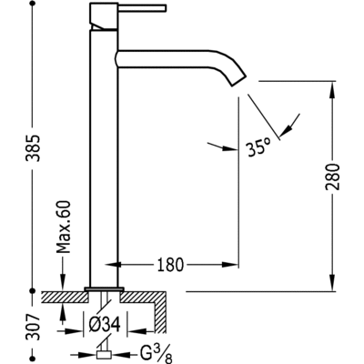 Одноважільний змішувач для раковини Tres Study Exclusive 26230801