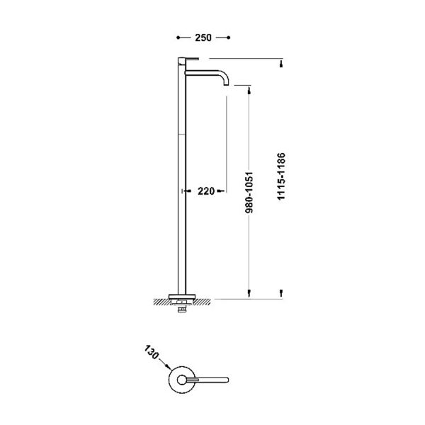 Підлоговий змішувач для раковини TRES STUDY EXCLUSIVE колір чорний 26285305NM